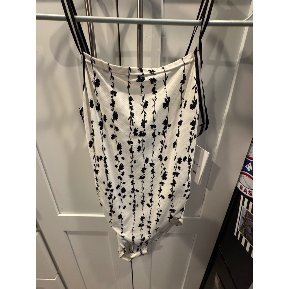 RVCA Sunday Collection Underall Bodysuit Womens XS White Black Floral